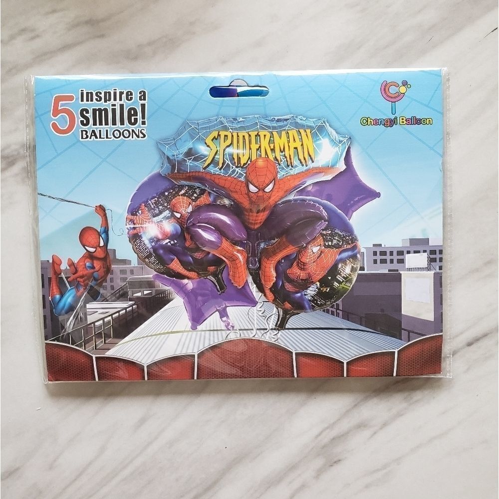 Spider Man 5 Balloons Set Birthday NWT Red